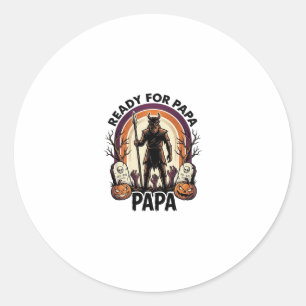 Sticker Rond Chemise Papa Halloween Vintage Cimetière Coucher d