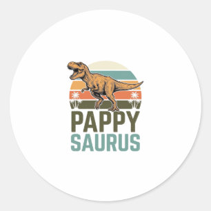 Sticker Rond Chemise Pappysaurus drôle dinosaure Vintage Sunset