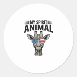 Sticker Rond Chemise patriotique vintage girafe animal spiritue