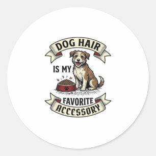 Sticker Rond Chemise poils de chien Gravure vintage amateur de