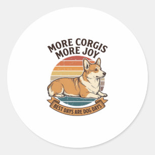 Sticker Rond Chemise pour amateur de Corgi Gravure vintage Cita