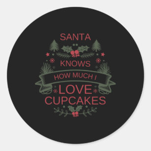 Sticker Rond Chemise pour amateur de cupcakes de Noël pour les