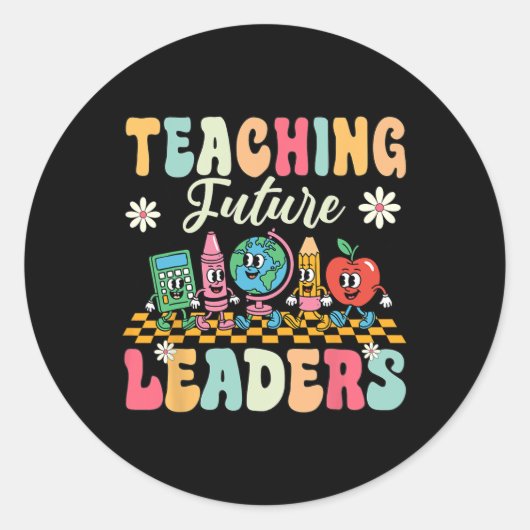Sticker Rond Chemise Premier Jour D'école Enseigner Les Futurs (Devant)