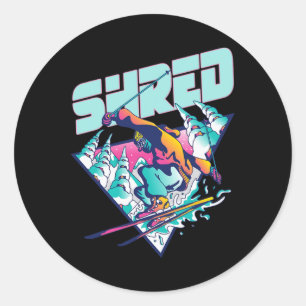 Sticker Rond Chemise Shred Vintage Ski Freestyle Costume Années