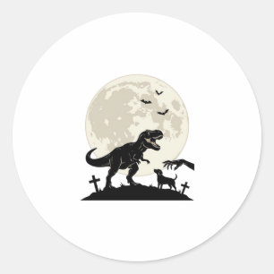 Sticker Rond Chemise silhouette de cimetière de chien dinosaure
