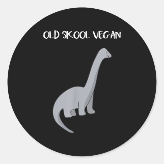 Sticker Rond Chemise T Vegan Drôle Avec Image Dinosaure (Devant)