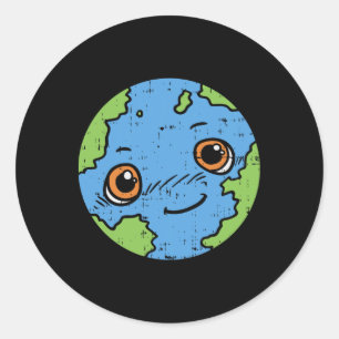 Sticker Rond Chemise Terre Planète Cute 22 avril Pro Environ