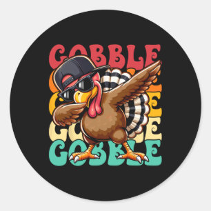 Sticker Rond Chemise Thanksgiving Pour Garçons Enfants Pilgrim