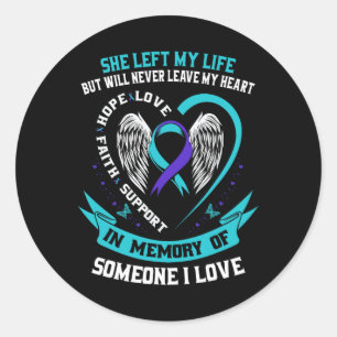 Sticker Rond Chemise turquoise Et Violette De Sensibilisation A