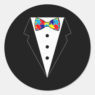 Sticker Rond Chemise Tuxedo Cravate Autisme 2017
