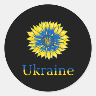 Sticker Rond Chemise ukrainienne Ukrainiens mignons Tournesol R