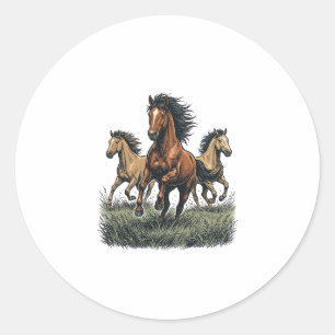 Sticker Rond Chemise vectorielle occidentale de chevaux sauvage