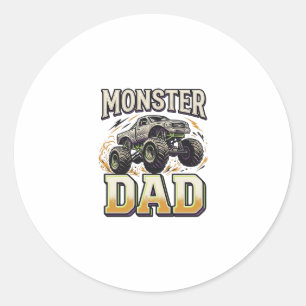 Sticker Rond Chemise vectorielle vintage de camion monstre Papa