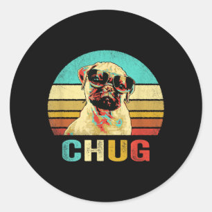 Sticker Rond Chemise Vintage Chug Chien Coucher de soleil