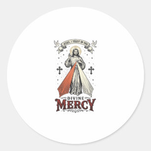 Sticker Rond Chemise vintage Divine Miséricorde Jésus je me fie
