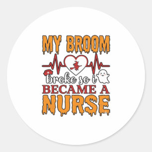 Sticker Rond Chemise vintage drôle d'infirmière Halloween Mon b