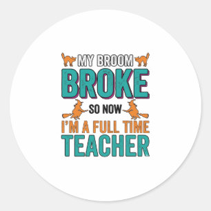 Sticker Rond Chemise vintage drôle professeur d'Halloween balai