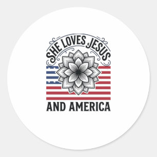 Sticker Rond Chemise vintage florale chrétienne patriotique