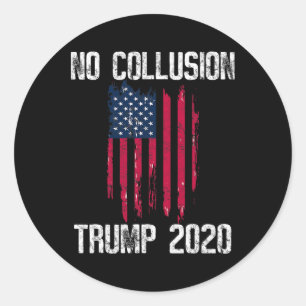 Sticker Rond Chemise Vintage No Collusion Drapeau Usa Pro Trump