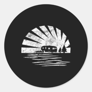 Sticker Rond Chemise Vintage Sunset 5ème roue camping-car Vacan