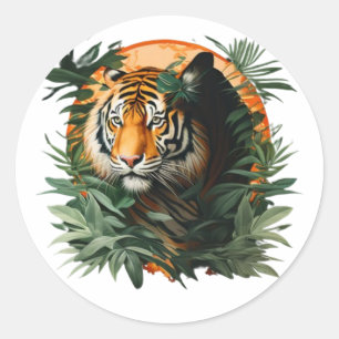 Sticker Rond Chemise vintage Tiger, Tigre Japonais, Shi Esthéti