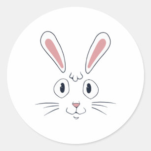 Sticker Rond Chemise visage aux oreilles de lapin mignon Cadeau