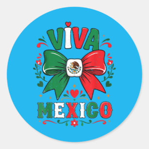 Sticker Rond Chemise Viva Mexique Fillette Drapeau Mexicain