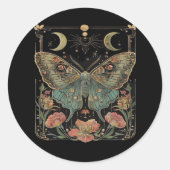 Sticker Rond Chemise Whimsigoth Moth, T-shirt papillon botaniqu (Devant)