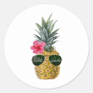 Sticker Rond Chemises Awesome Ananas - Plages Aloha Tropical P