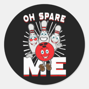 Sticker Rond Chemises de Bowling Drôle Oh Spare Me