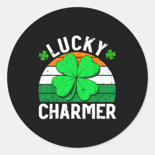 Sticker Rond chemises de charmeur chanceux garçons enfants fill