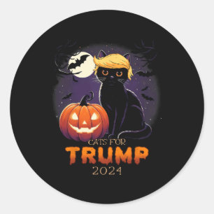 Sticker Rond Chemises de chat Trump Chat noir Costume d'Hallowe