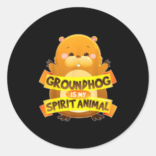 Sticker Rond Chemises de la journée de la marmotte est mon anim