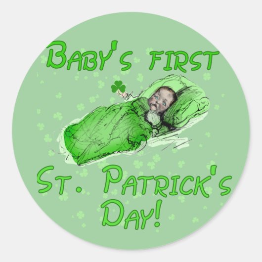Sticker Rond Chemises de la première Saint Patrick pour bébé (Devant)