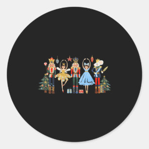 Sticker Rond Chemises de Noël à thème ballet Casse-Noisette rét