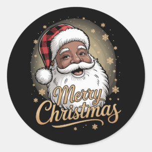 Sticker Rond Chemises de Noël afro-américaines Père Noël 
