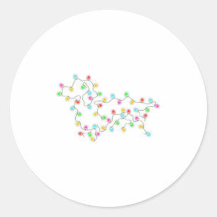 Sticker Rond Chemises de Noël de l'arbre de chiens de teckel Ca