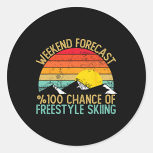 Sticker Rond Chemises de ski Freestyle de prévision de week-end