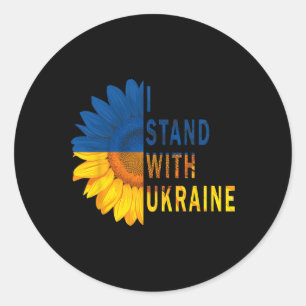 Sticker Rond Chemises Drapeau Ukraine Tournesol Je Suis Avec L'