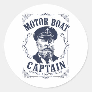 Sticker Rond Chemises drôles de bateau pour hommes Motors S Che