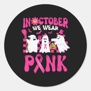 Sticker Rond Chemises du cancer du sein Femmes Halloween Octobr