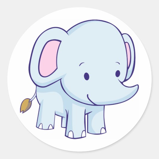 Sticker Rond Chemises Eléphants Cartoon Cute (Devant)