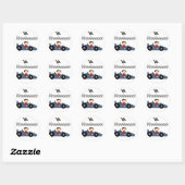 Sticker Rond Chemises et cadeaux Blue Race Car (Feuille)