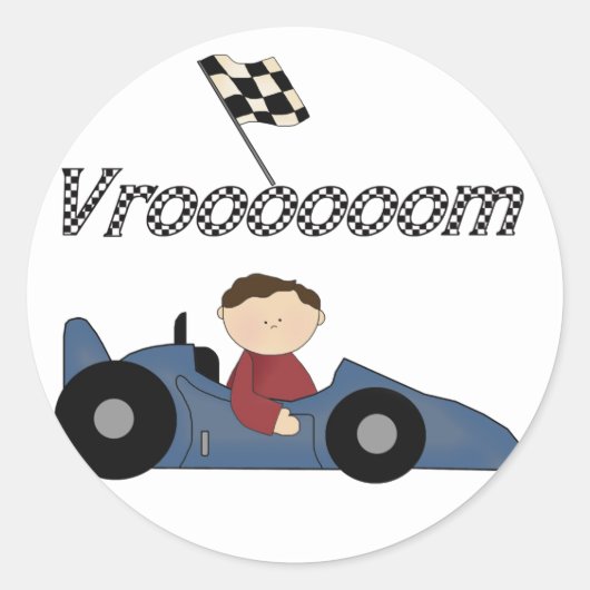 Sticker Rond Chemises et cadeaux Blue Race Car (Devant)