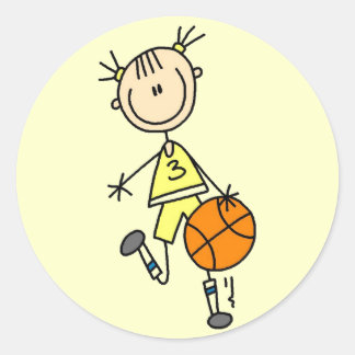 Sticker Rond Chemises et cadeaux de basket-ball pour filles en