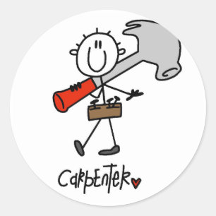 Sticker Rond Chemises et Cadeaux de Charpentier à Figure Bâton