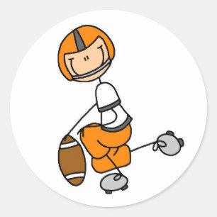 Sticker Rond Chemises et Cadeaux de Football à Figurine Orange
