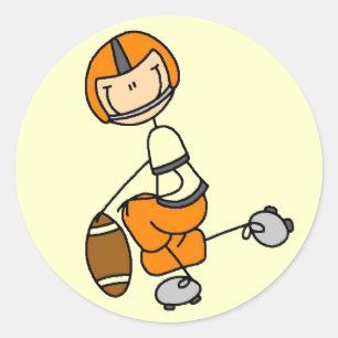 Sticker Rond Chemises et Cadeaux de Football à Figurine Orange