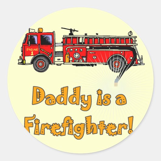Sticker Rond Chemises et cadeaux de pompier Daddy Firefighter (Devant)