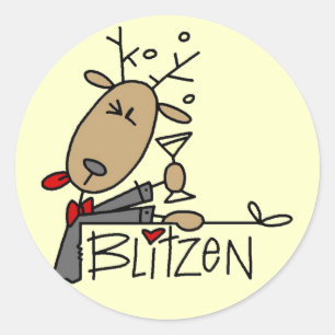 Sticker Rond Chemises et cadeaux de rennes Blitzen